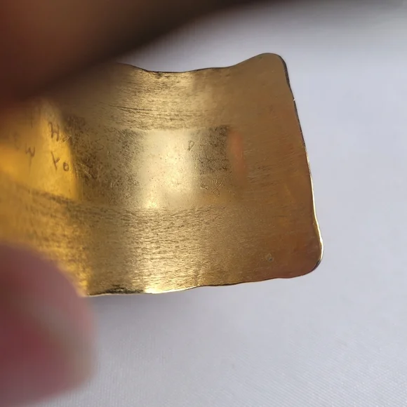 Judith Haas New York Signed Gold Wide Cuff Bracelet Sunburst - Picture 8 of 12